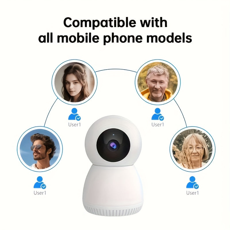 4MP 360° Indoor Smart Security Camera, 360° Pan/tilt Home Security Camera, 5GHz And 2.4GHz Dog Camera With HD Video, Two-way Audio, Night Vision Function, Human Shape Motion Detection And Pet Monitoring, Can Be Used With Al