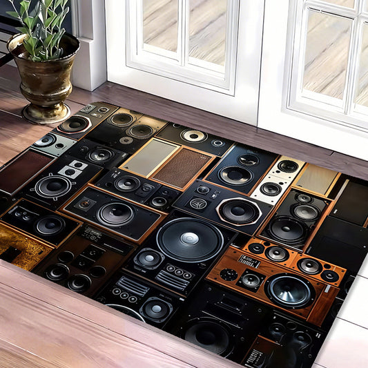 2D Flat Diatom Mud Mat1pc High-end Diatom Mud Music Speaker Design Mat, Non-slip Floor Mat, Tapestry, Yoga Mat, Machine Washable and Colorfast, Suitable for Living Room, Bedroom, Bathroom, Kitchen, Study, Computer Room, Indoo
