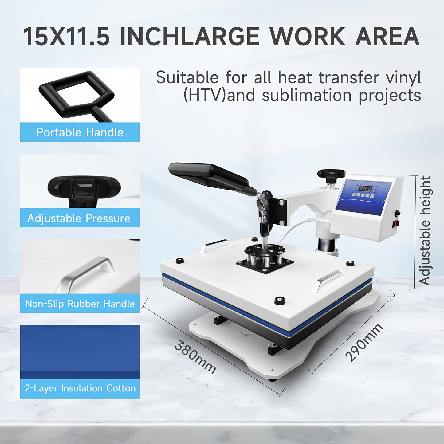 6 In 1 Heat Press Machine 11.5x15 Inch 360 Degree Rotating T-Shirt Press Machine - Heat Transfer Machine For T-Shirts, Mugs, Hats, Plates