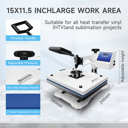 6 In 1 Heat Press Machine 11.5x15 Inch 360 Degree Rotating T-Shirt Press Machine - Heat Transfer Machine For T-Shirts, Mugs, Hats, Plates
