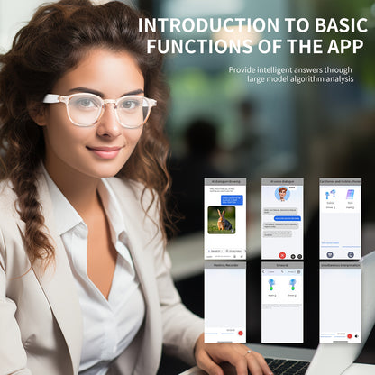 AI Smart Glasses, Smart Glasses with 160 Languages Real Time Translation Support, Chat GPT System, HVESBSFSYNew Multi-functional Audio Glasses for Men And Women, Built-in Microphone And Speaker, HD Voice Calls And HIFI Music