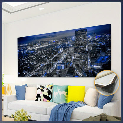 1pc Wooden Framed City View Painting Canvas, Good Gift for Friend, Pattern Art for Home Decoration, Wall Decor for Living Room, Bedroom, Office, Bar, Restaurant, Waterproof, Odorless Painting, High Quality Waterproof Framed,