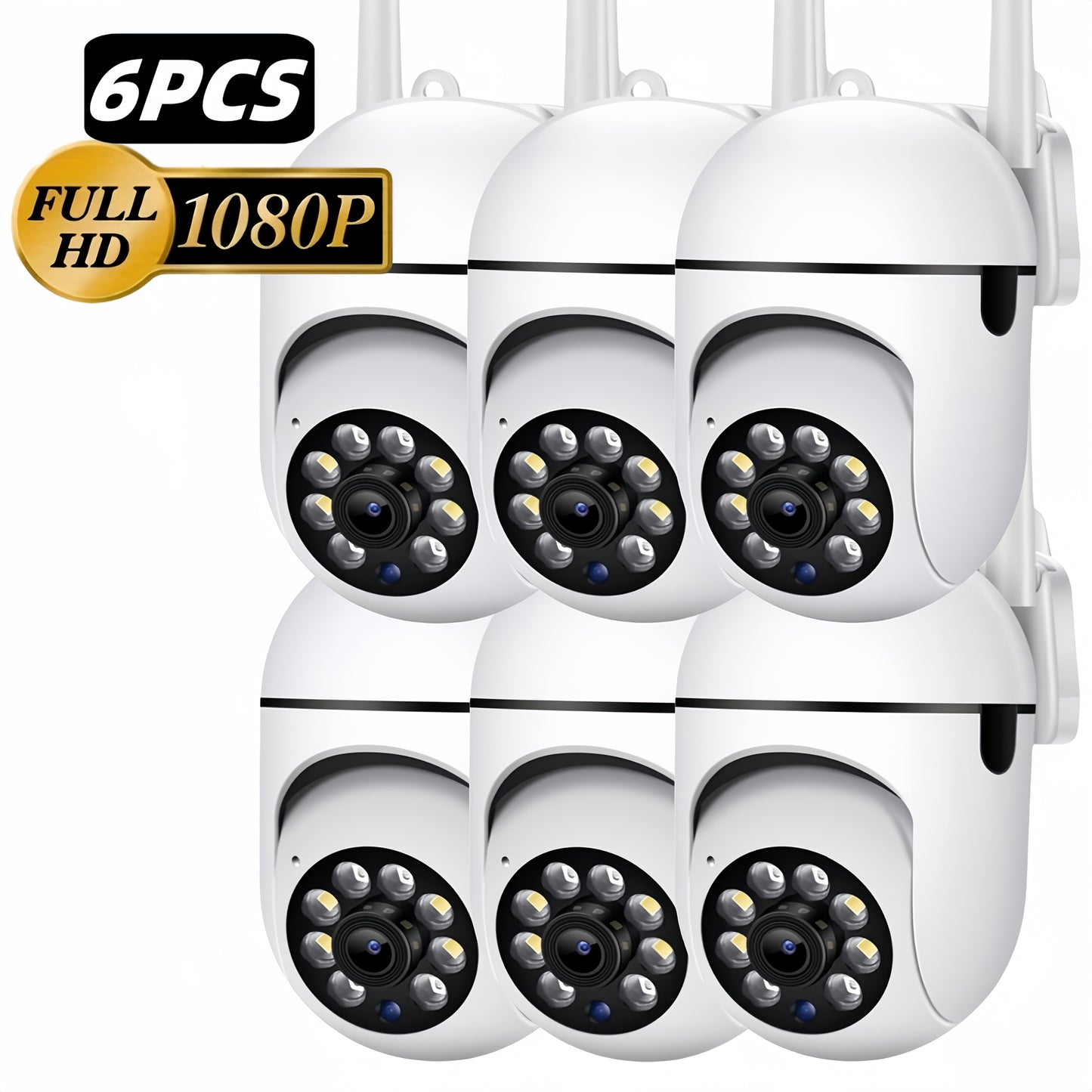 [ Hot Selling Set ] YI IoT 6pcs Security Camera Set 1080P HD+360 ° Panoramic Two-way Voice+full-color Night Vision USB Plug And Play Motion Detection+sound And Light Alarm Pet/home Monitoring