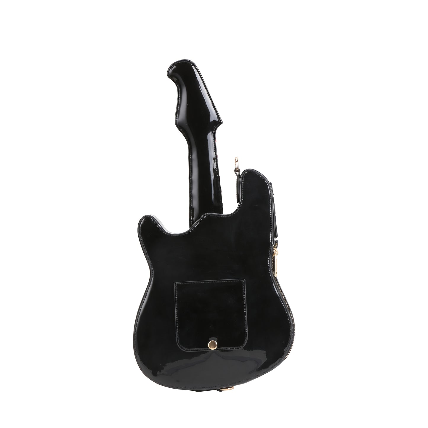 Electric Guitar Shaped Fashionable PU Crossbody Bag for Women, Solid Color, Detachable Shoulder Strap, USB Speaker, Zipper Closure, Polyester Lining, Edge Paint, Hip Hop Style, Detachable Strap, Electric Guitar Bag