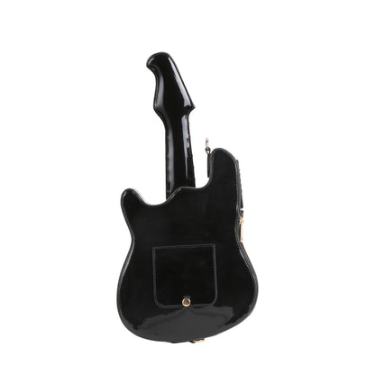 Electric Guitar Shaped Fashionable PU Crossbody Bag for Women, Solid Color, Detachable Shoulder Strap, USB Speaker, Zipper Closure, Polyester Lining, Edge Paint, Hip Hop Style, Detachable Strap, Electric Guitar Bag