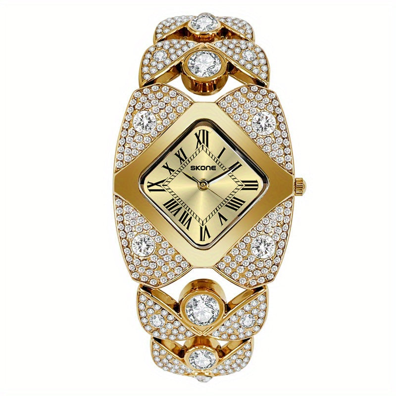 Women'S Elegant Watch - Roman Numeral Dial, Stainless Steel Band, Mechanical Movement, Non, Ideal for Business, Couples, Back-to-School, Christmas Gift, Without Battery