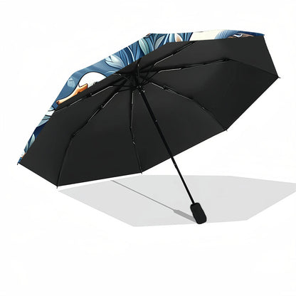 Automatic Open/Close Umbrella with 8-Rib Windmill & Duck Design - Heavy-Duty Plastic Handle, Compact Folding Umbrella with Auto-Open Mechanism, Portable Sunshade For Halloween, Christmas Gifts, Travel, Everyday Use - Durable