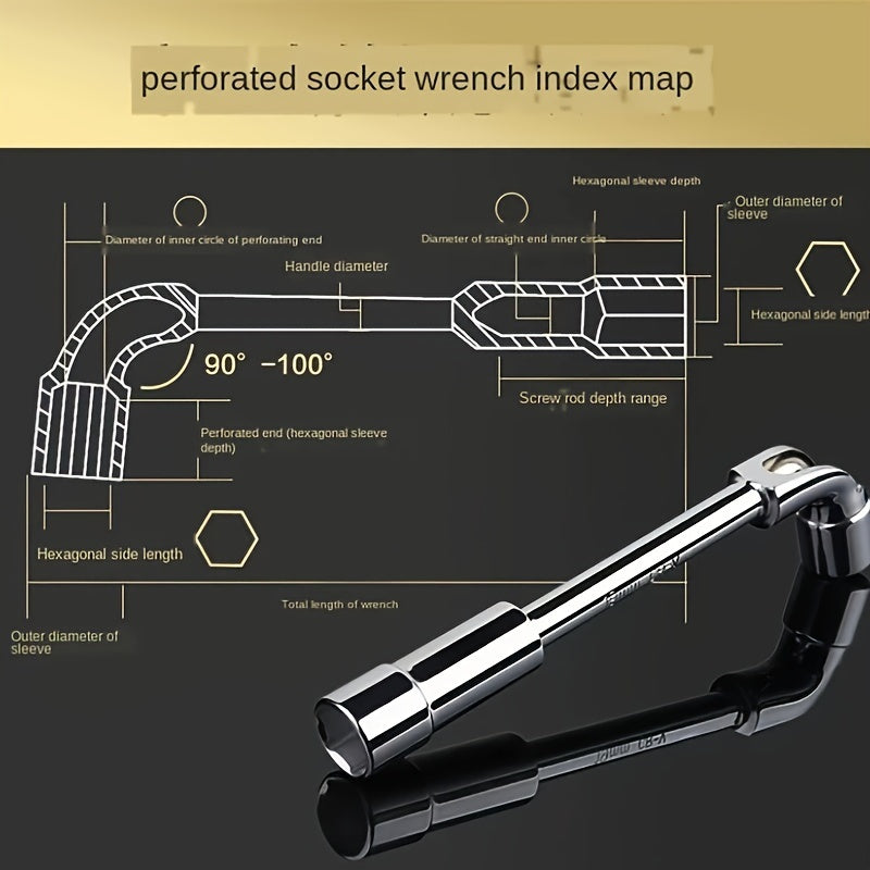 L-Shaped Perforated Socket Wrench Set - Car Repair Tools with Hexagonal Sockets - Mechanic'S Hand Tools - Iron Alloy Body - MYS Brand