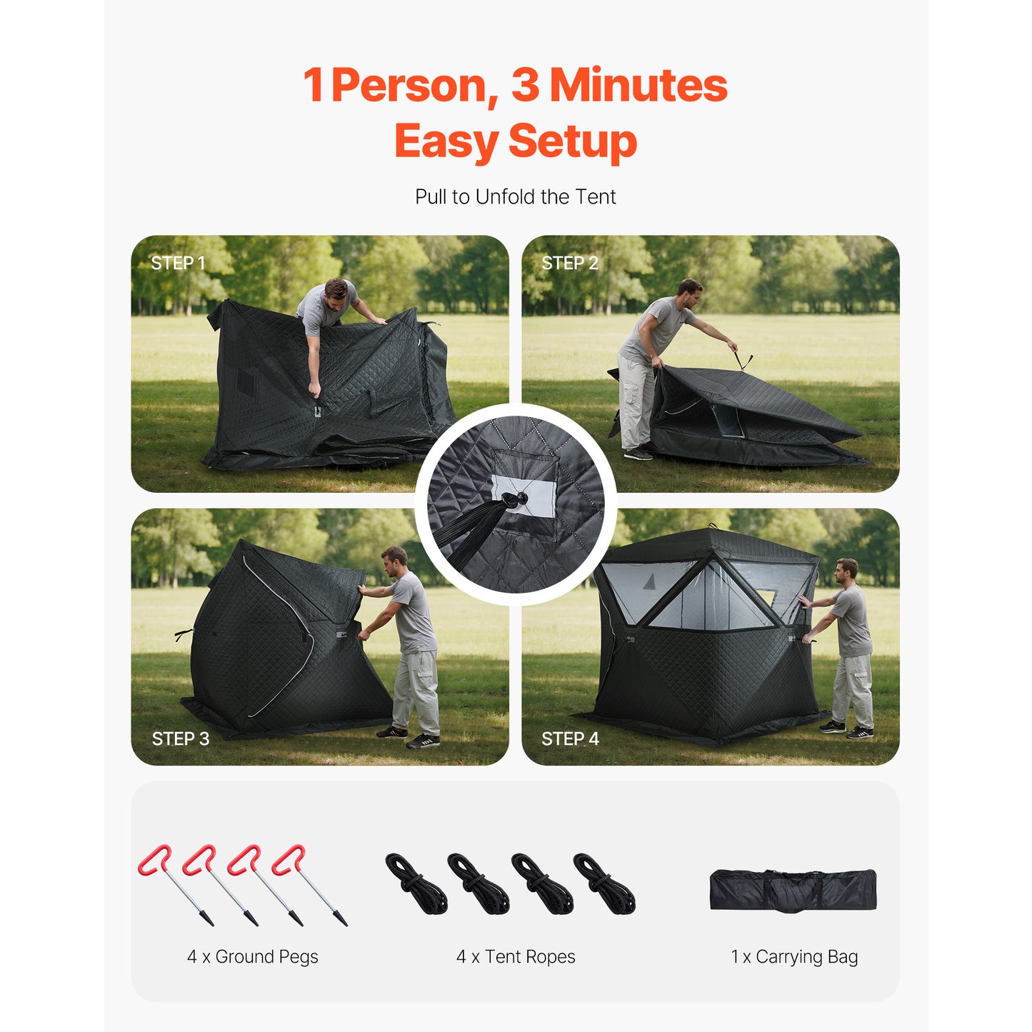 VEVOR Outdoor Steam Dry Sauna Tent for 4 Person for Camping Black