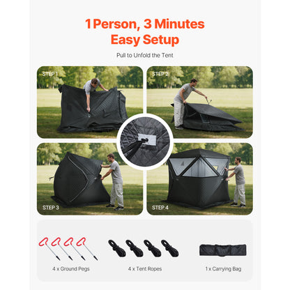 VEVOR Outdoor Steam Dry Sauna Tent for 4 Person for Camping Black