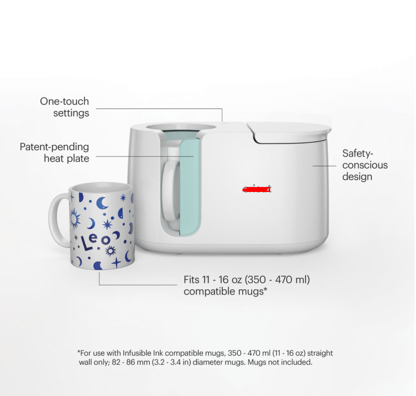 C.ri.cut Mug Press™, Portable Heat Press, Mini Heat Press Machine, Portable, 3 Modes, Adjustable Temperature Control, Compact Design for DIY Projects, Portable Electric Heat Press Machine, Ideal for Crafts & Fabric, Include