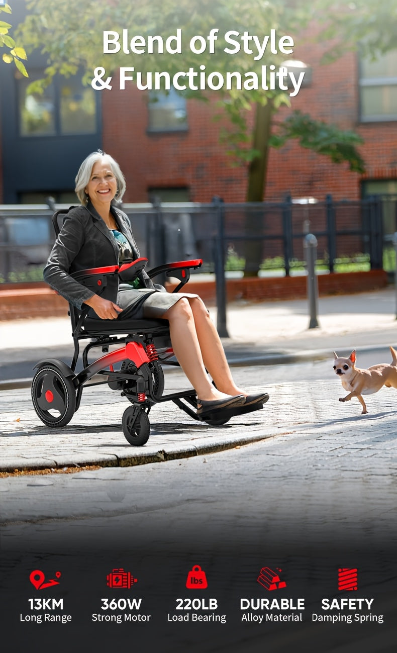 Lightweight And Foldable Electric Wheelchair, Senior Citizen Mobility Scooter. The Whole Vehicle Only Weighs 39.68/57.32 LB And Can Be Folded With Just One Click For Convenient Storage.