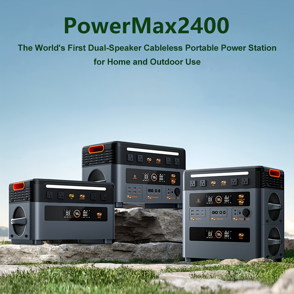 OSCAL 1872Wh Solar Generator 2400W(4800W Peak) LiFePO4 Portable Power Station PowerMax 2400 Full Charging, APP Control Battery Backup For Home, Camping & RVs With Solar Charger