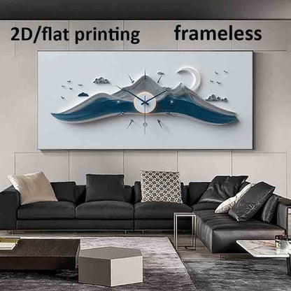 1pc Extra Large Modern Minimalist Ocean Wave Clock Canvas Poster - Frameless Wall Art Print, Large Modern Decor for Living Room, Bedroom, Clock Wall Decor, Extra Large Wall Clock, Living Room Wall Pictures, Wall Pictures, Liv