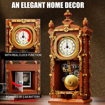 700+pcs Creative Clock Model • Building Blocks Set • Retro Swaying Clock • Alarm Function • Desktop Decor • Gift for Ages 6+