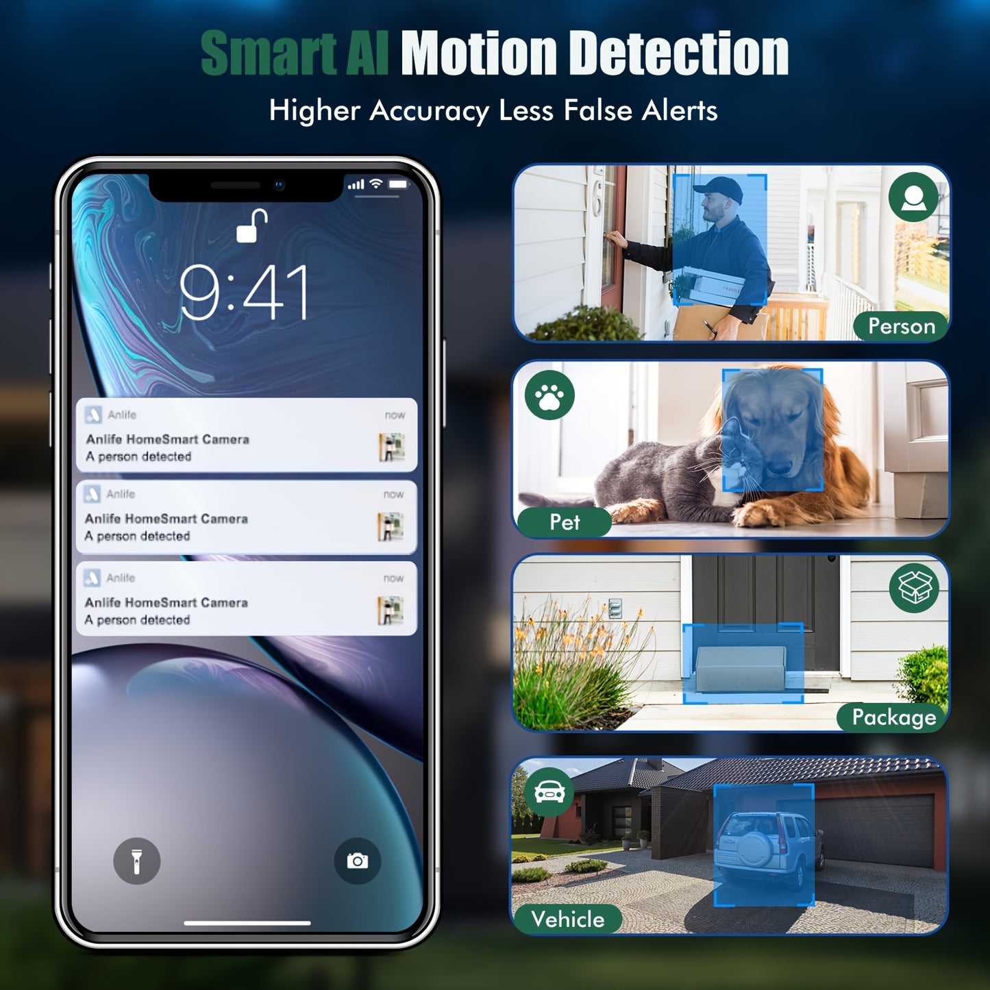5pcs Solar Outdoor Wireless Security Camera, 2K 360° Panoramic Tilt Low Power WiFi Security Camera, Cctv 2.4G WiFi, PTZ With AI Motion Detection, Color Night Vision, Two-way Audio, Cloud Storage, Application Connection IP66