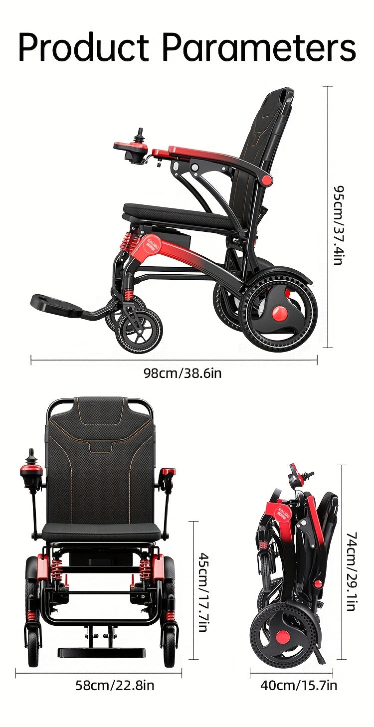 Ultra-lightweight Adult Electric Wheelchair, Only 39 Lbs, All-terrain Design, 18-mile Range, Foldable, Airline-approved Travel-ready with Long-range Battery, Perfect for Seniors And Travel.