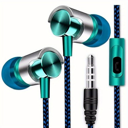 3.5mm Wired In-Ear Headphones with Ergonomic Design, HiFi Stereo Sound & Volume Control - Comfort Fit Semi-Open Earphones with Capacitive Microphone for Gaming, Sports, Mobile Phones, Wired Earphones, Tanglefree Cable, Sports