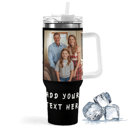 Customizable Coffee Mug Featuring a Photo, Available in 20 Oz, 30 Oz, And 40 Oz Sizes, Made of Stainless Steel with Vacuum And a Lid. an Ideal Personalized Christmas Present for Loved Ones.