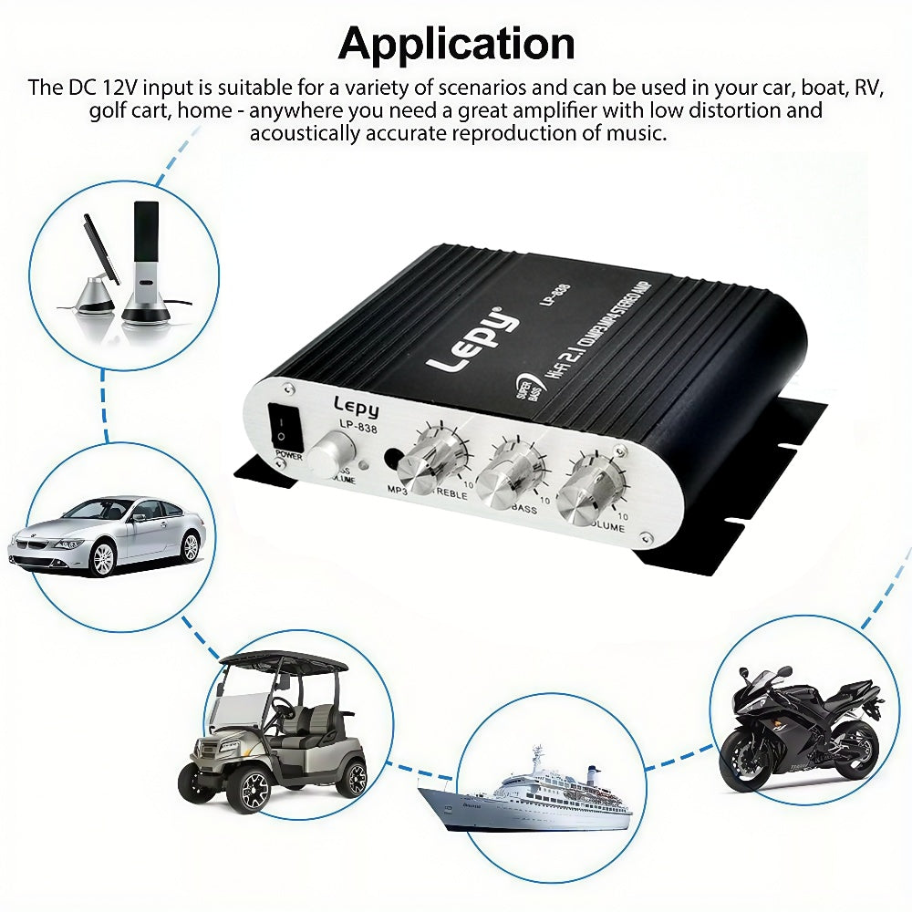 A 600W High-Power 2.1 Channel Amplifier with Hifi Stereo, Featuring Bass Enhancement And Treble Control, 3.5Mm Input, Suitable for Car Speakers, Home Theaters, Computers, And Tvs