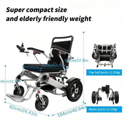 Lightweight And Foldable Electric Wheelchair, Senior Citizen Mobility Scooter. The Whole Vehicle Only Weighs 39.68/57.32 LB And Can Be Folded With Just One Click For Convenient Storage.