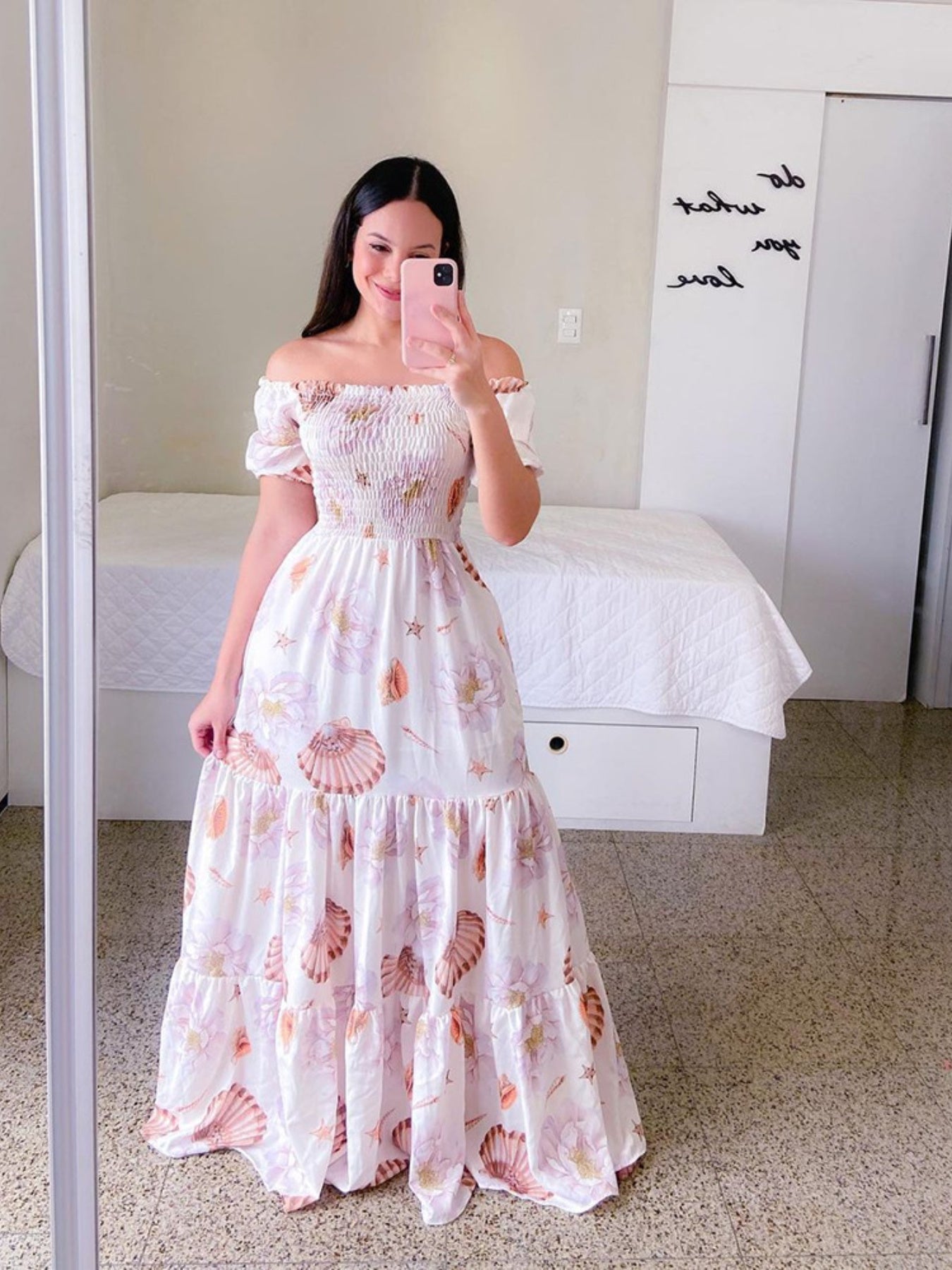 2023 New Spring Summer European and American Women's Fashion Off-Shoulder Floral Print Long Dress