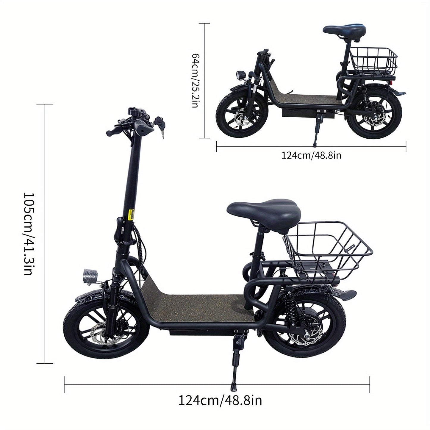 Folding Electric Scooter - 350W Motor, Portable Electric Scooter for Urban Use, 6AH/7.5AH Lithium Batteries, 25km Range & 25km/h Top Speed, 12"/14" Inflatable Tires, Front/Rear Disc Brakes+ Rear E-Brake, 264.55LB Max Load, Su