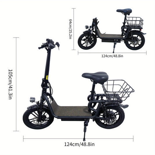Folding Electric Scooter - 350W Motor, Portable Electric Scooter for Urban Use, 6AH/7.5AH Lithium Batteries, 25km Range & 25km/h Top Speed, 12"/14" Inflatable Tires, Front/Rear Disc Brakes+ Rear E-Brake, 264.55LB Max Load, Su