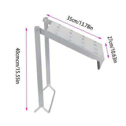 1 Heavy-Duty 400-Pound Load-Bearing Platform with Extendable Work Station System and Tool Tray, Silvery, Suitable for Large Ladders, Non-Slip Design