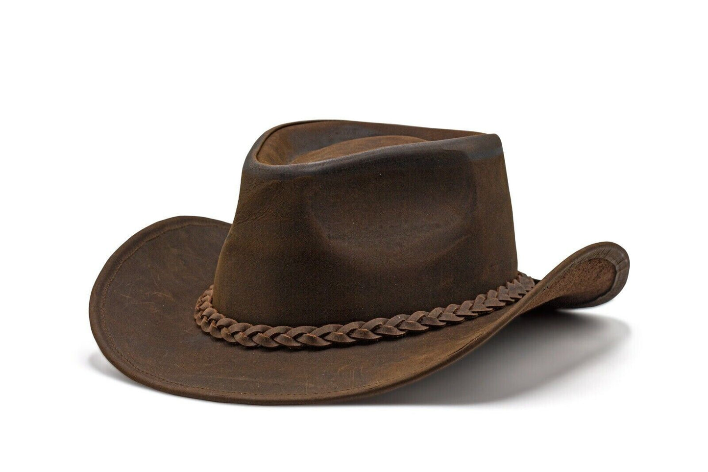 Men & Women Brown Genuine Leather Western Cowboy Hat – Classic Outdoor Riding & Ranch Style Headwear for Travel, Festivals, Horseback Riding, Camping, Hiking & Country Events – Perfect Gift for Thanksgiving, Christmas, Ne