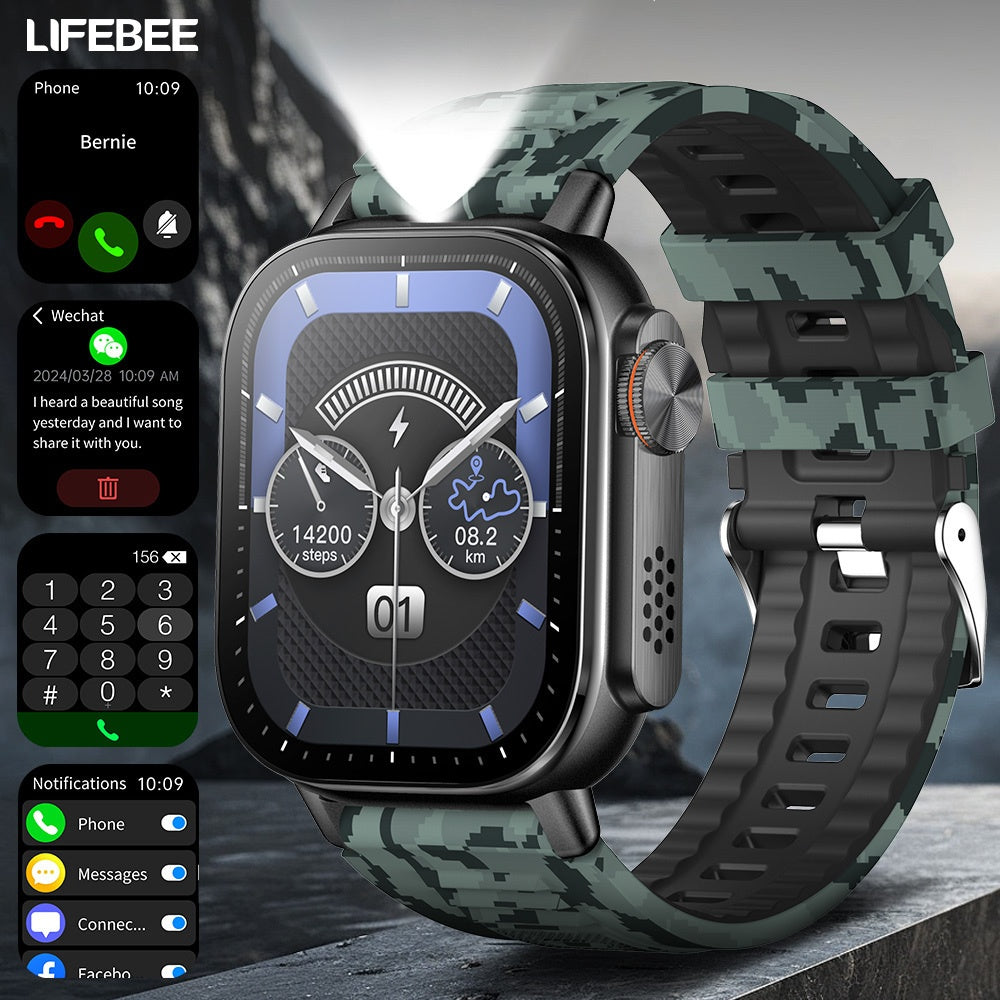 LIFEBEE New Smart Watch Full Screen Smartwatch Wireless Calling with Automatic Motion Recognition 100+ Sports Modes, Sports Watch 630mAh USB Rechargeable Battery, Step Counter, Compass Ideal for Outdoor Enthusiasts, Men & Wom