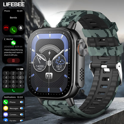 LIFEBEE New Smart Watch Full Screen Smartwatch Wireless Calling with Automatic Motion Recognition 100+ Sports Modes, Sports Watch 630mAh USB Rechargeable Battery, Step Counter, Compass Ideal for Outdoor Enthusiasts, Men & Wom