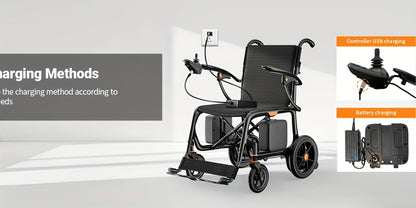 Nihhcune 26-mile Long-range Portable Adult Electric Wheelchair, Full Carbon Fiber Intelligent Electric Wheelchair, Installation-free, One-step Folding And Unfolding, Ultra-light 15kg, 300 Pounds Load-bearing, Suitable for Tra