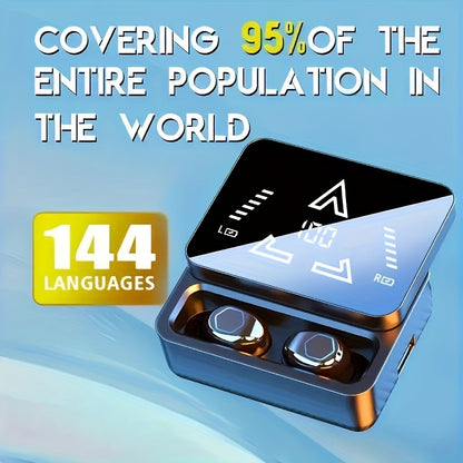 144 Languages Wireless Translation Earbuds, 36-Hour Battery Life, Instant Translation Headphones for Travel, Business & Work with Noise-Canceling Microphone and LED Display, Stereo Sound, Perfect Christmas Gift For Couples