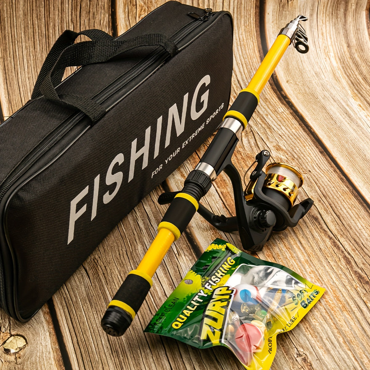 Surf/ Boat Fishing Combo Kit: 6ft/ 7ft Hi-Visibility Rods, Pre-Spooled Reel and 12 T-Tail Lures | Lockable Sections, All-Levels Travel Gear for Beginners and Pros