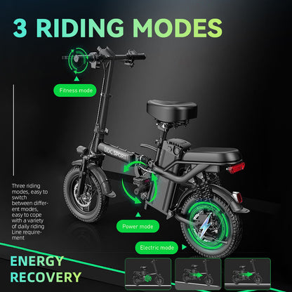 M1 Electric Bike For Adults,35 Miles Range,700W peak motor,20MPH Speed, 48V 20Ah Removable Battery, Dual Disc Brakes, Front And Rear Suspension & Commuter EBike, 14'' all-purpose tire, LCD Mileage Display,, 330lbs Capacity -