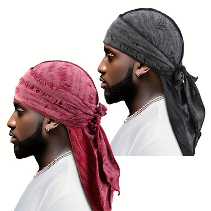 Retro Ripped Bandana - 2pcs Set - Pirate Hat Headband - Men's Bandana - Hip-Hop Singer Turban