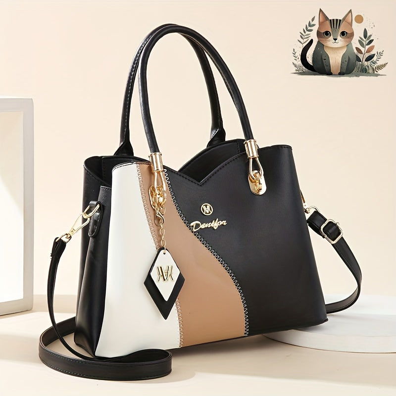 CHROSGEKEIDI Women's Handbag & Crossbody - Large Capacity Detachable Strap, Golden-Tone Hardware, Black/Beige/ Two-Tone Shoulder Bag, Elegant White for, Wedding, Formal Events (Luxury Designer-Like Purse), Evening Bags For Wo