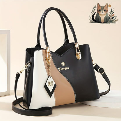 CHROSGEKEIDI Women's Handbag & Crossbody - Large Capacity Detachable Strap, Golden-Tone Hardware, Black/Beige/ Two-Tone Shoulder Bag, Elegant White for, Wedding, Formal Events (Luxury Designer-Like Purse), Evening Bags For Wo