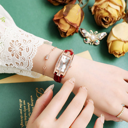 2/ 3pcs/ set Women Watch Set, PU Leather Simple Quartz Watch, Rectangle Fashion Dial, Gift for Women