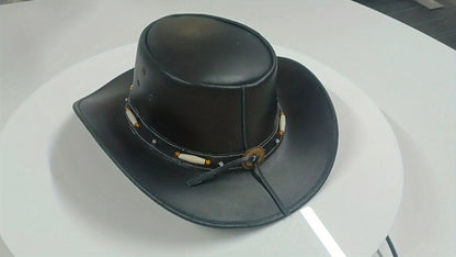 1pc Black Casual Fashion Funky Wide Brim Lightweight Western Cowboy Leather Hat for Men Women, Ideal for Party and Dating, Festival Wear, for party Accessory, Funky Style, Stylish Headwear, Durable Material, Lining, Unisex Ha
