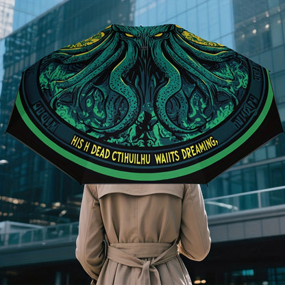 1pc Automatic Cthulhu Horror Umbrella - Auto-Open/Close with Cthulhu Tentacle Design, 8-Rib Compact Folding Umbrella for Men & Women, Lovecraftian Gift for Halloween, Christmas, Birthdays (, One-Touch Operation)