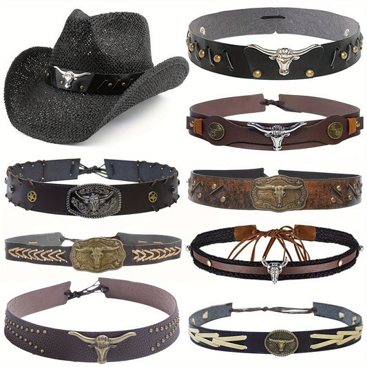8pcs Stylish Cowboy Hat Accessories with Adjustable Western Braided Straps, Perfect for Men and Women - Outdoor Party & Festival Gift