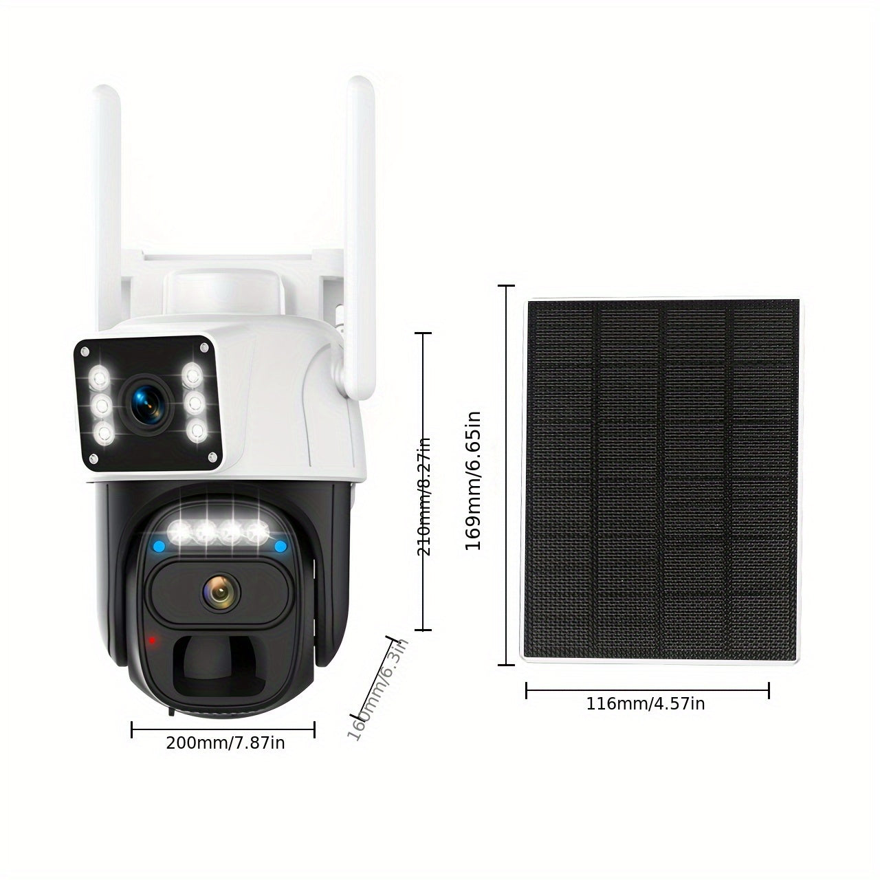 5pcs Hawkray Solar-Powered Wireless Outdoor Security Cameras, 2K HD 360° PTZ, 10X Zoom, Two-Way Audio, Spotlight Siren & PIR Motion Detection, Solar Panel Included, App-Controlled For Home/Office,.