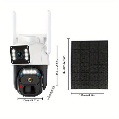 5pcs Hawkray Solar-Powered Wireless Outdoor Security Cameras, 2K HD 360° PTZ, 10X Zoom, Two-Way Audio, Spotlight Siren & PIR Motion Detection, Solar Panel Included, App-Controlled For Home/Office,.