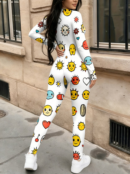 Casual Fashionable Sexy Long Sleeved Tight Fitting Jumpsuit Autumn Women's Trendy Jumpsuit Women's Clothing