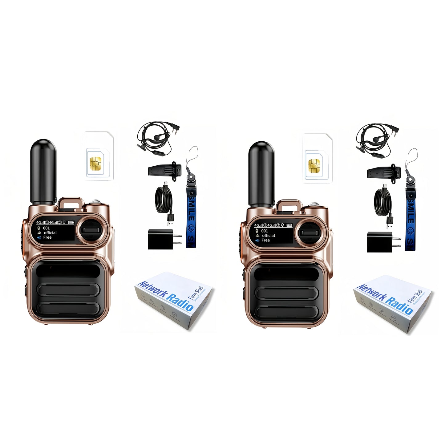 Global POC 10000 Miles Walkie-Talkies Ultra Long Distance International Intercom Unlimited Range PTT Walkie Talkie Multi- Functional Two Way Radios 2 Radios 2 Cards 2 Headphones Set