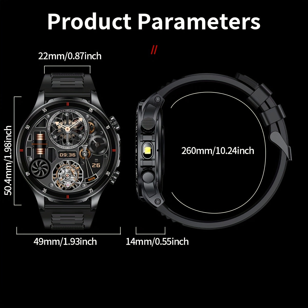 [SUNKTA Smart Watch] SUNKTA Smart Watch for Men Women | 1.53" Full Touch Display, Long Range Flashlight, Wireless Calls, 100+ Activity Modes, Call & Message Alerts, 290mAh Large Battery, Fitness Tracker, Compatible with iPhon