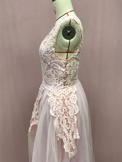 2026 New Wedding Dress | Sexy Lace, Three-Color, Midi Length, Lantern Sleeve, Crew Neck, Elegant Style