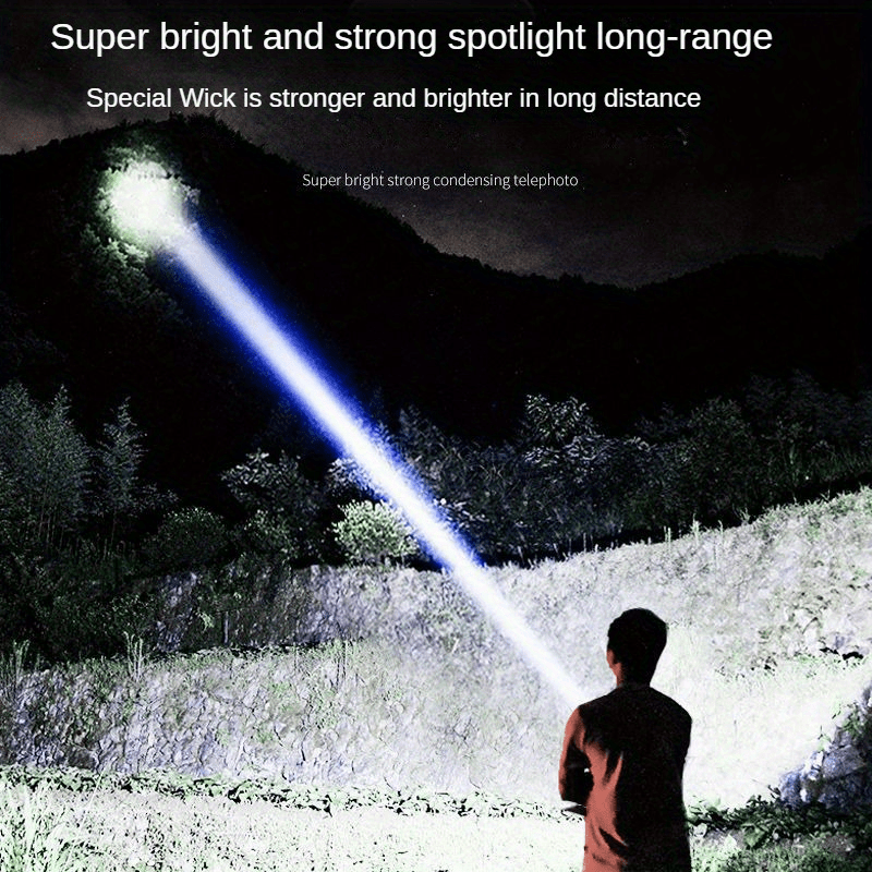 1pc High-Intensity LED Flashlight with Rechargeable 4000mAh Battery, Design, Magnetic Base & COB Side Lamp – Perfect for Camping, Fishing, Hunting, Car Repairs & Emergencies, Camping Essentials | Robust Flashlight Design |